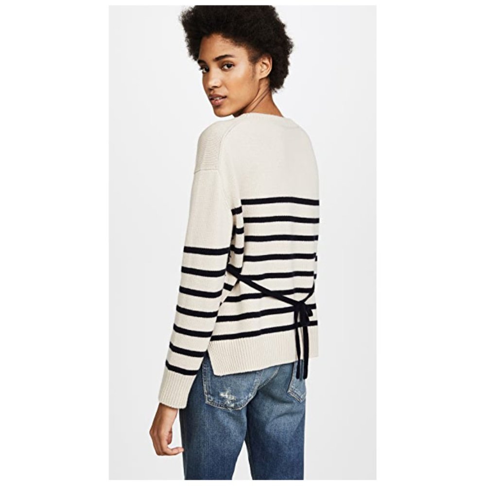 XS Vince striped tie back cashmere sweater